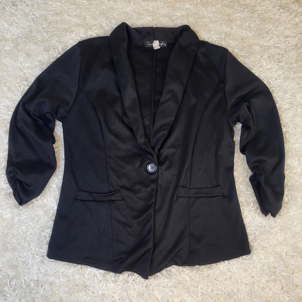 French Atmosphere Women's Blazer Cover Up Jacket, Lightweight, Black, Size Med